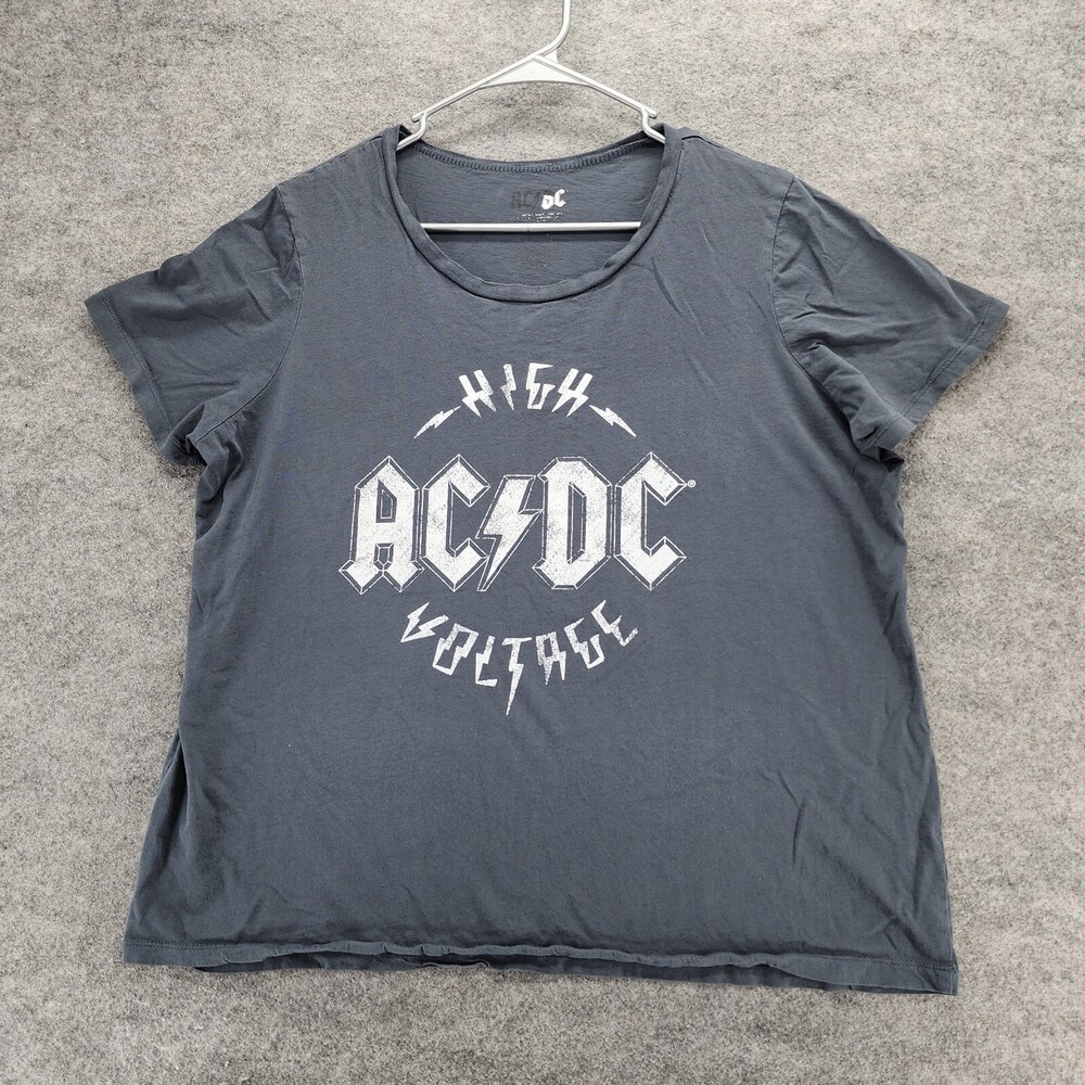ACDC Shirt Womens XXL Short Sleeve Gray High Voltage